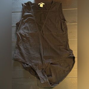 Black Sleeveless Bodysuit with Mesh Detail